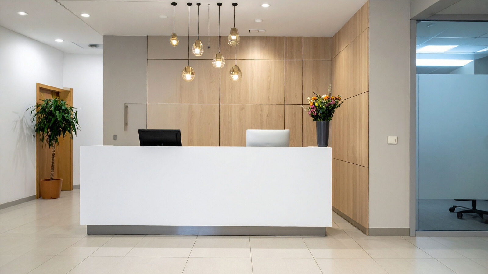 The calm, bright reception of Afia Medical Center