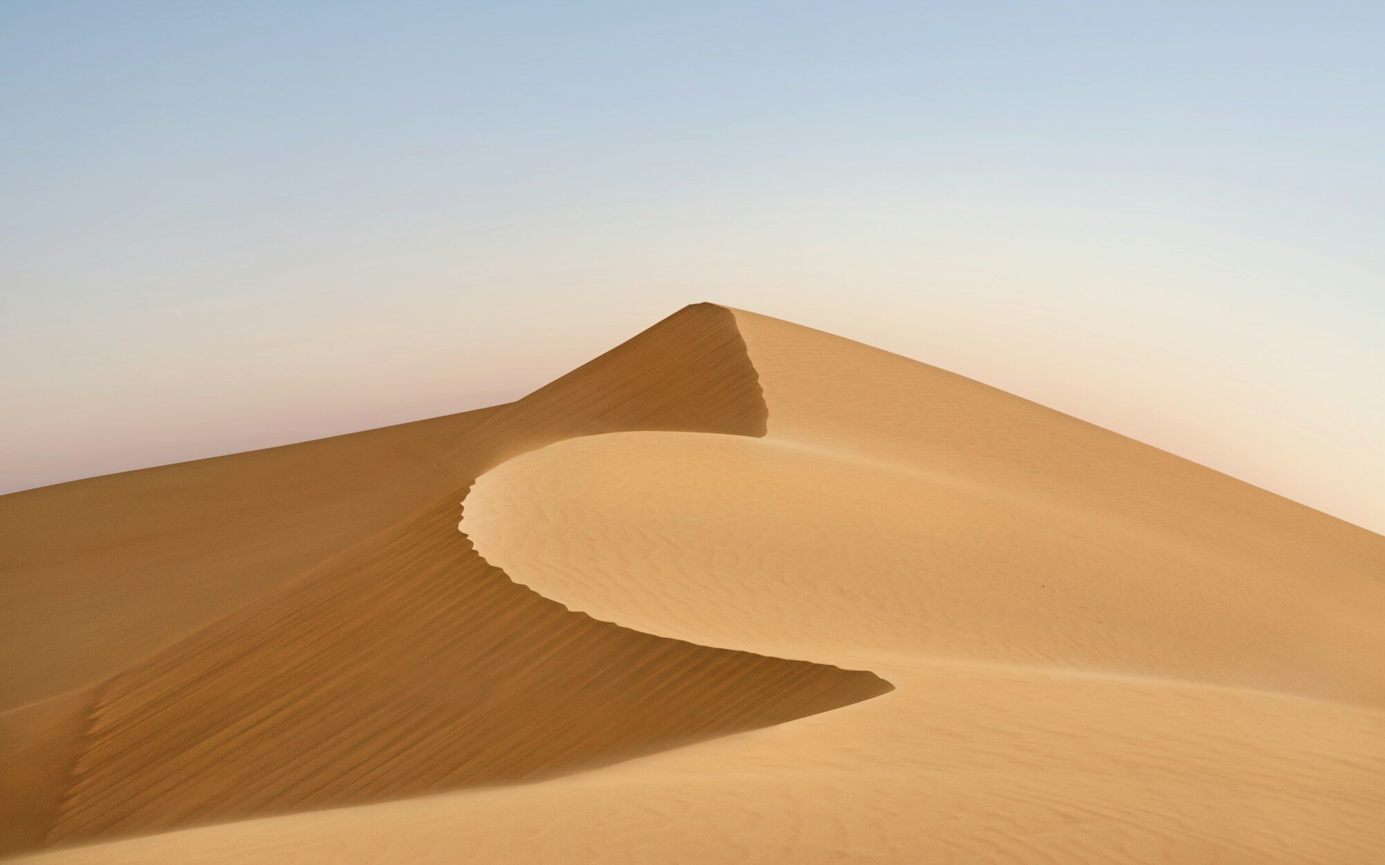 A long dune at golden hour in the open desert